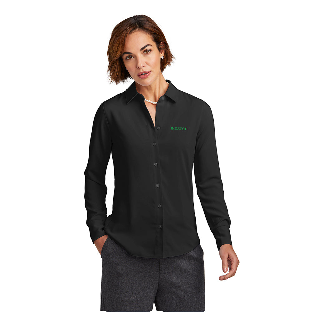 Full-Button Satin Blouse