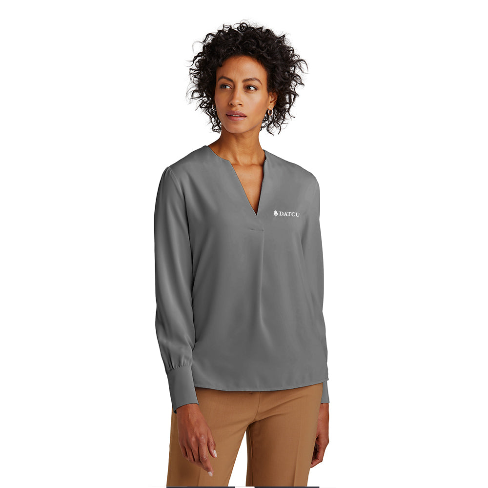 Open-Neck Satin Blouse
