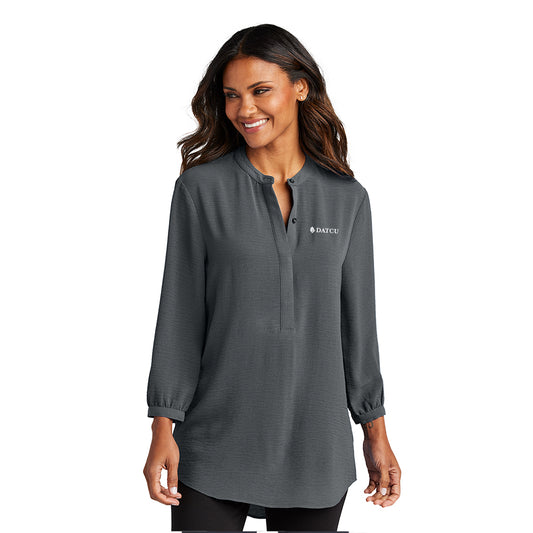 3/4-Sleeve Textured Crepe Tunic