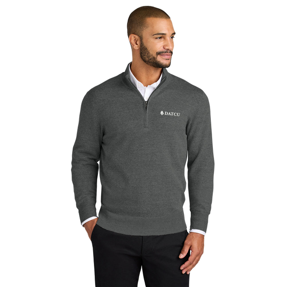Men Easy Care 1/4-Zip Sweater